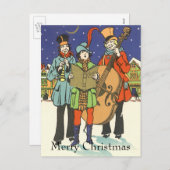 ヴィンテージクリスマス、ミュージシャンと音楽 シーズンポストカード (正面/裏面)