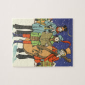 ヴィンテージクリスマス、ミュージシャンと音楽 ジグソーパズル (横)