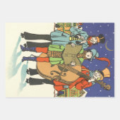 ヴィンテージクリスマス、ミュージシャンと音楽 ラッピングペーパーシート (正面3)