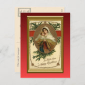 ヴィンテージクリスマス、メアリーとベビーイエス シーズンポストカード (正面/裏面)