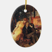 ヴィンテージクリスマス ラブ&ロマンス カップル セラミックオーナメント (正面)