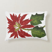 ヴィンテージクリスマス、レッドポインセチア冬の植物 アクセントクッション (正面)