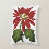 ヴィンテージクリスマス、レッドポインセチア冬の植物 アクセントクッション (裏面(縦))
