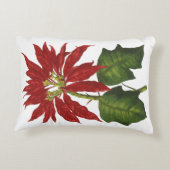 ヴィンテージクリスマス、レッドポインセチア冬の植物 アクセントクッション (裏面)