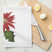ヴィンテージクリスマス、レッドポインセチア冬の植物 キッチンタオル (四つ折り)
