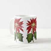 ヴィンテージクリスマス、レッドポインセチア冬の植物 コーヒーマグカップ (正面左)