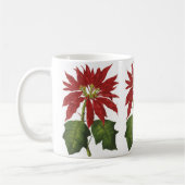 ヴィンテージクリスマス、レッドポインセチア冬の植物 コーヒーマグカップ (左)