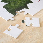 ヴィンテージクリスマス、レッドポインセチア冬の植物 ジグソーパズル (側面)