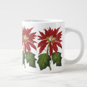 ヴィンテージクリスマス、レッドポインセチア冬の植物 ジャンボコーヒーマグカップ (右)