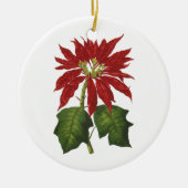 ヴィンテージクリスマス、レッドポインセチア冬の植物 セラミックオーナメント (正面)