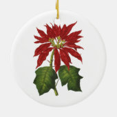 ヴィンテージクリスマス、レッドポインセチア冬の植物 セラミックオーナメント (裏面)