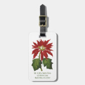 ヴィンテージクリスマス、レッドポインセチア冬の植物 ラゲッジタグ (正面縦)