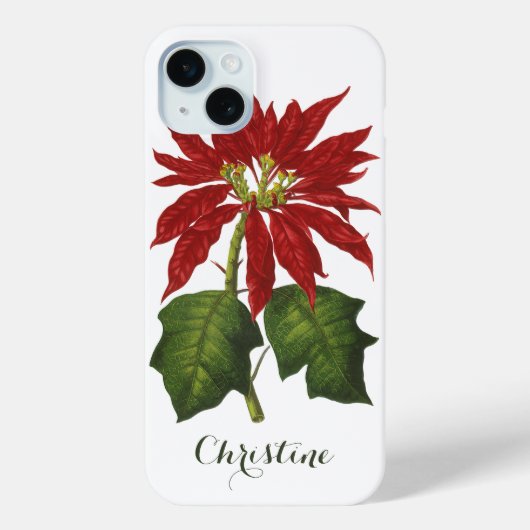 ヴィンテージクリスマス、レッドポインセチア冬の植物 Case-Mate iPhoneケース (裏面)