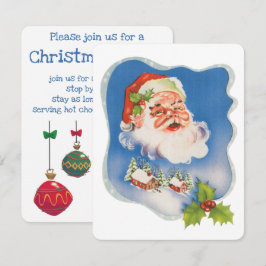 ヴィンテージクリスマス、レトロすてきサンタクロースパーティー 招待状