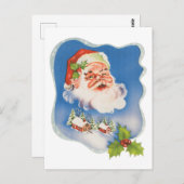 ヴィンテージクリスマス、レトロすてきサンタクロースホリデイ ポストカード (正面/裏面)