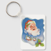 ヴィンテージクリスマス、レトロすてきサンタクロース キーホルダー (正面)