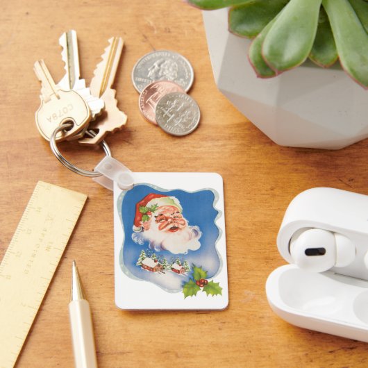 ヴィンテージクリスマス、レトロすてきサンタクロース キーホルダー (デスク)
