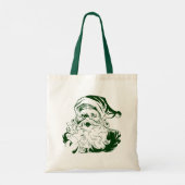 ヴィンテージクリスマス、レトロすてきサンタクロース、グリーン トートバッグ (裏面)