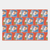 ヴィンテージクリスマス、レトロすてきサンタクロース ラッピングペーパーシート (正面2)