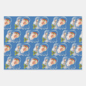 ヴィンテージクリスマス、レトロすてきサンタクロース ラッピングペーパーシート (正面)