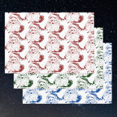 ヴィンテージクリスマス、レトロすてきサンタクロース ラッピングペーパーシート