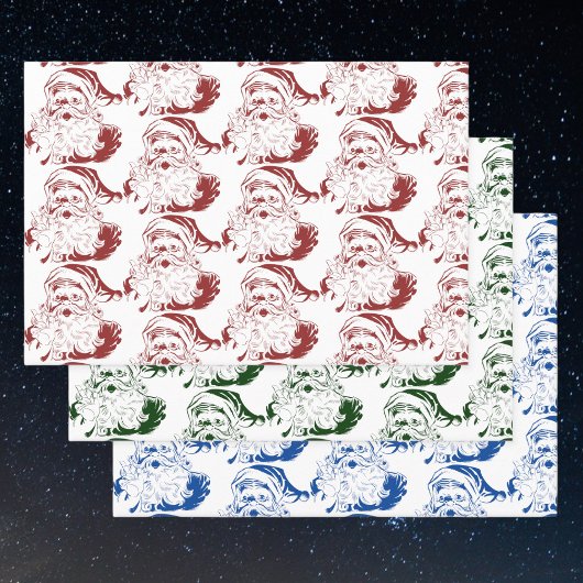 ヴィンテージクリスマス、レトロすてきサンタクロース ラッピングペーパーシート