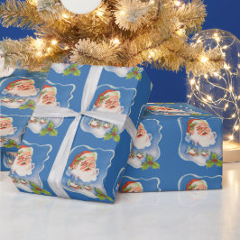 ヴィンテージクリスマス、レトロすてきサンタクロース ラッピングペーパー
