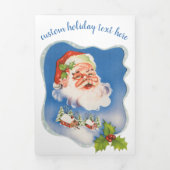 ヴィンテージクリスマス、レトロすてきサンタクロース 三つ折りクリスマスカード (カバー)