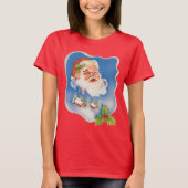 ヴィンテージクリスマス、レトロすてきサンタクロース Tシャツ (正面)