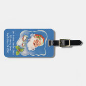 ヴィンテージクリスマス、レトロで楽しいサンタクロース ラゲッジタグ (正面横)