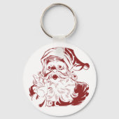 ヴィンテージクリスマス、レトロで陽気なサンタクロースの赤 キーホルダー (裏面)