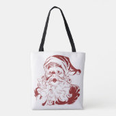 ヴィンテージクリスマス、レトロで陽気なサンタクロースの赤 トートバッグ (裏面)