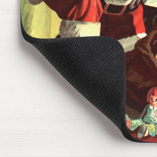 ヴィンテージクリスマス、レトロなサンタクロースとプレゼント マウスパッド (コーナー)