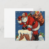 ヴィンテージクリスマス、レトロなサンタクロースの招待状 招待状 (正面/裏面)