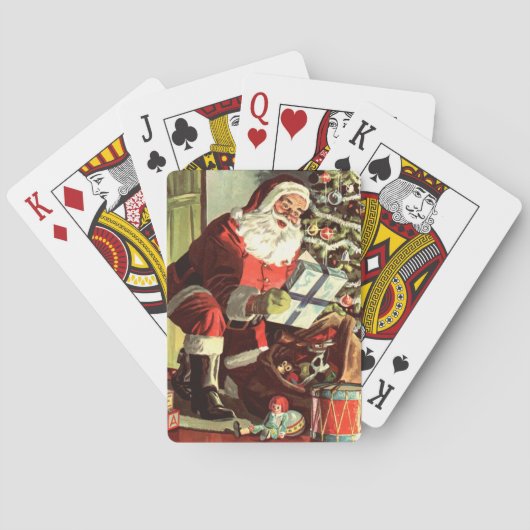 ヴィンテージクリスマス、レトロサンタクロースとプレゼント トランプ (裏面)