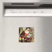 ヴィンテージクリスマス、レトロサンタクロースとプレゼント マグネット (インサイチュ (食洗機))