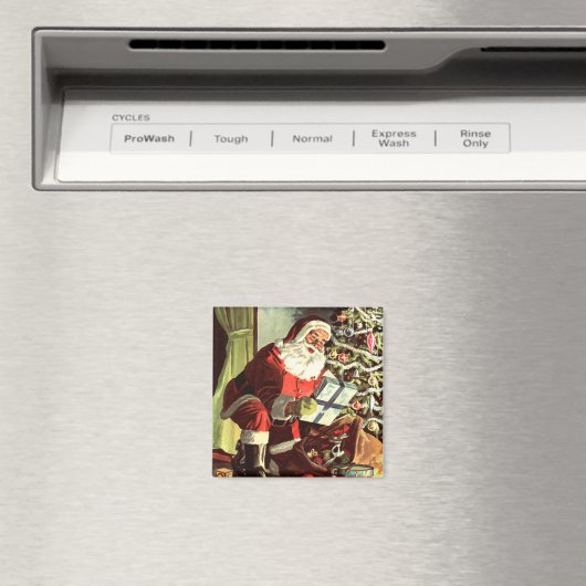 ヴィンテージクリスマス、レトロサンタクロースとプレゼント マグネット (インサイチュ (食洗機))