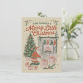 ヴィンテージクリスマス レトロ サンタクロース ギフト ホリデー シーズンカード (スタンド正面)