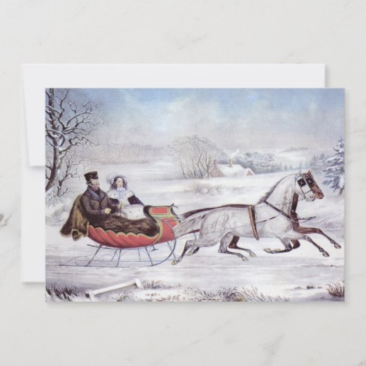 ヴィンテージクリスマス、ロード・ウィンター、スレイホース 招待状 (正面)