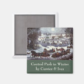 ヴィンテージクリスマス、冬のセントラルパーク マグネット (正面/裏面)