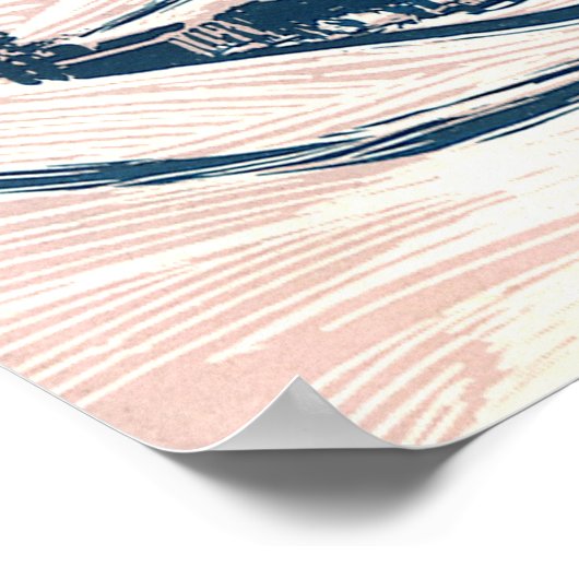 ヴィンテージクリスマス、冬の山の風景 ポスター (角)