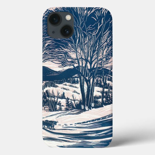 ヴィンテージクリスマス、冬の山の風景 Case-Mate iPhoneケース (裏面)