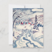 ヴィンテージクリスマス、冬の村の雪景色 シーズンカード (正面)