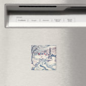 ヴィンテージクリスマス、冬の村を描いたスノーシーン マグネット (インサイチュ (食洗機))