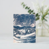 ヴィンテージクリスマス、冬の雪山の風景 招待状 (スタンド正面)