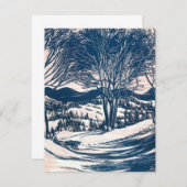 ヴィンテージクリスマス、冬の雪山の風景 招待状 (正面/裏面)