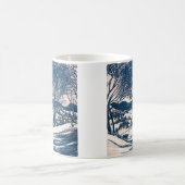 ヴィンテージクリスマス、冬の雪山風景 コーヒーマグカップ (中央)
