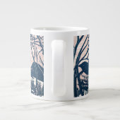 ヴィンテージクリスマス、冬の雪山風景 ジャンボコーヒーマグカップ (裏面)