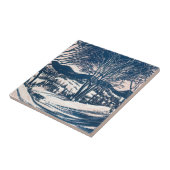 ヴィンテージクリスマス、冬の雪山風景 タイル (側面)