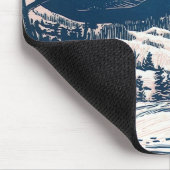 ヴィンテージクリスマス、冬の雪山風景 マウスパッド (コーナー)